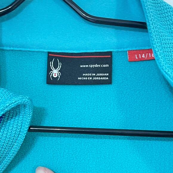 Spyder Knit Jacket Girls Size Large 14-16 Teal Full-Zip Activewear Endure Stryke - Picture 6 of 7